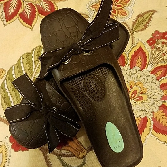 Oka B, mules with color ribbon choice 3/4" limited pink or blue red! - Picture 3 of 7